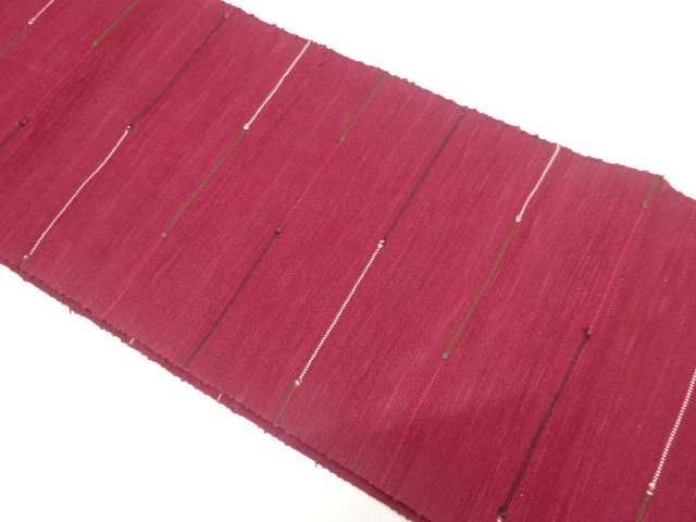 JAPANESE KIMONO / ANTIQUE TSUMUGI HORIZONTAL STRIPED PATTERN WOVEN NAG